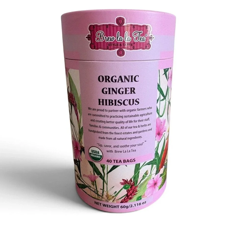Brew La La Tea Organic Ginger Hibiscus Herbal Tea 40 Bags 2.116oz